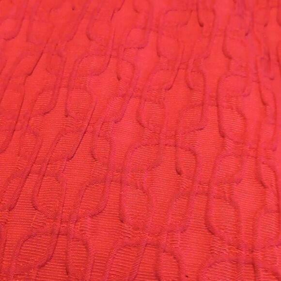 Adrianna Papell Square Neckline Jacquard Dress.Textured, Classic Red, Holiday - Picture 9 of 9